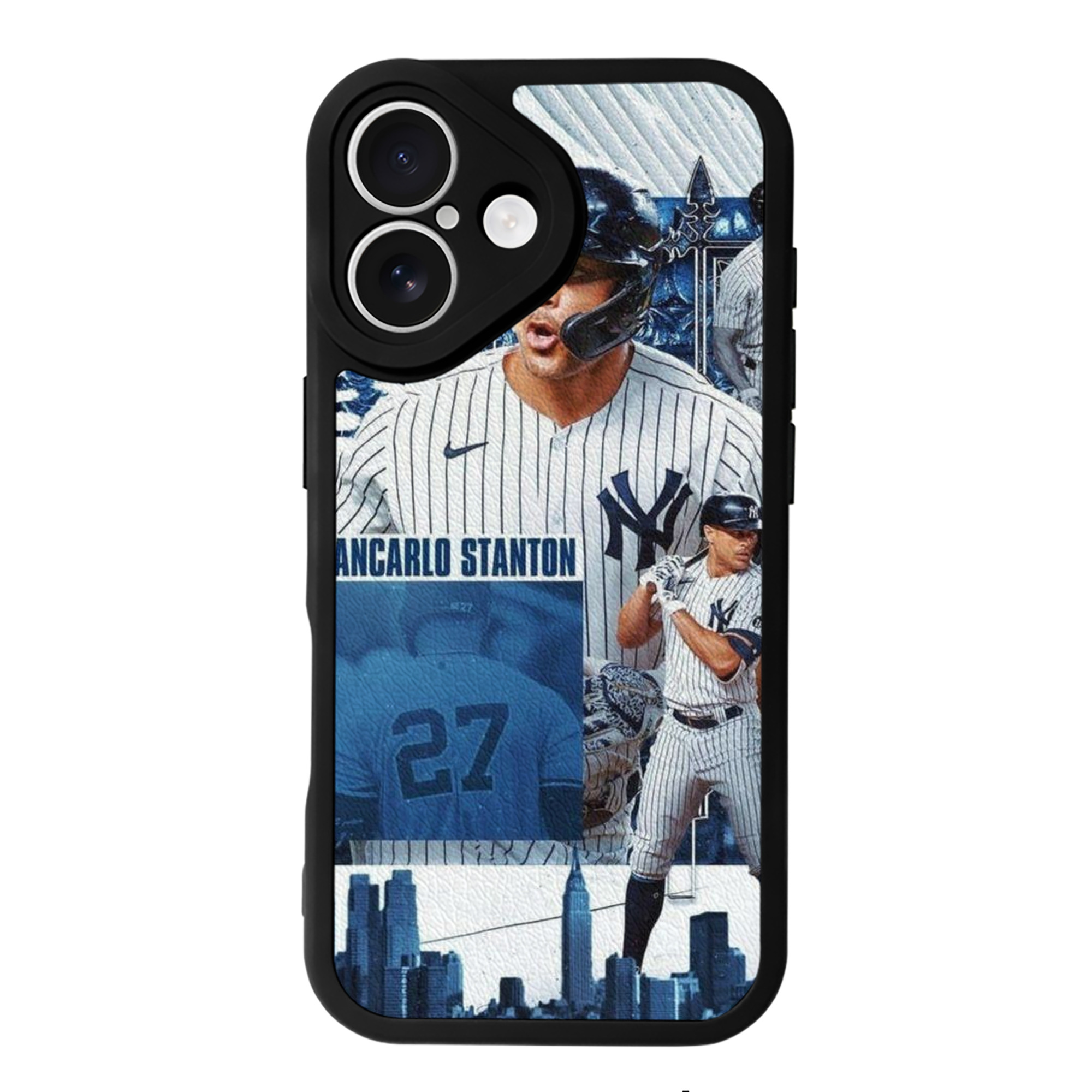 Giancarlo Stanton 17 IPhone 16 Silicone Leather Case – UV Print, Lambskin Texture – Perfect Fit, Wireless Charging Compatible, Scratch Resistant, Precise Cutouts – Stylish Protection For IPhone 16